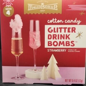 4 Cotton Candy Strawberry Glitter Drink Bombs -Enhance Any Beverage